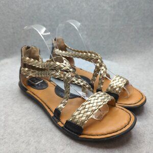 Born BOC Silver Woven Braided Crossover Strappy Leather Sandal Women Size 8 M